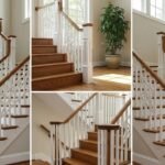 Wooden Stairs with White Railing